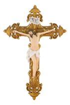 Crucifixo De Parede Resina Realista Jesus Cristo Cruz 30cm - Vivere