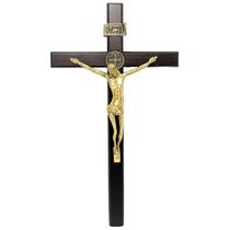 Crucifixo de Parede São Bento Madeira 30 cm - Com Cristo