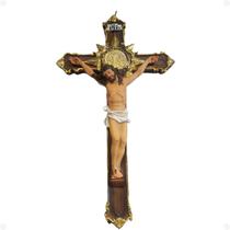 Crucifixo Em Resina 30Cm P/Parede Com Medalha São Bento - São Miguel Arcanjo Art Religiosos