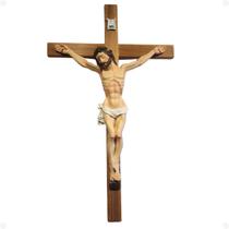 Crucifixo em resina 54cm para parede jesus crucificado