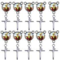 Crucifixo + Entremeio São Cristovão 40 Peças para terço Crucifixo + Entremeio São Cristovão 40 Peças para terço