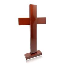 Crucifixo Evangélicos Cruz de Mesa Madeira Sem Imagem 28,5cm