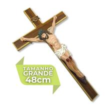 Crucifixo Grande Para Parede De Igreja Cruz Em Madeira 48cm - Divinário
