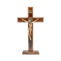 Crucifixo, intercessão, parede/mesa, cruz de madeira, São Bento, 25cm