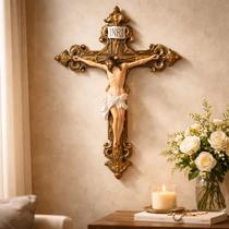 Crucifixo Jesus Crucificado 30cm Em Resina Taimes De Parede Crucifixo Jesus Crucificado 30cm Em Resina Taimes De Parede
