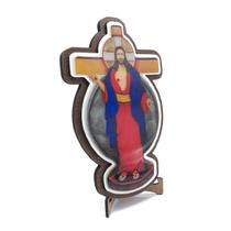 Crucifixo Jesus Santas Chagas Mdf Mesa E Parede 19 Cm - Padre Reginaldo Manzotti