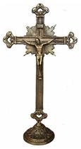 Crucifixo Mesa Bronze Decoração Presente Igreja Jesus Cristo - Wilmil