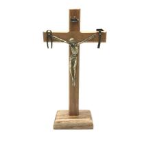 Crucifixo Mesa E Parede Cruz Saletina La Salette Madeira Clara 18 Cm - FORNECEDOR 31