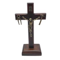 Crucifixo Mesa E Parede Cruz Saletina La Salette Madeira Escura 12 Cm - FORNECEDOR 31