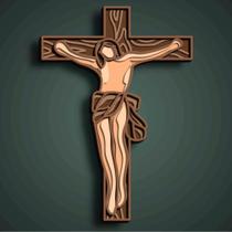 Crucifixo Multicamadas em MDF Jesus 3D