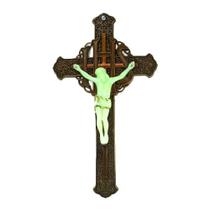 Crucifixo Ouro Velho com Jesus Fosforescente - Hollyx