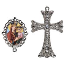Crucifixo Para Terço de Noiva Relicario Nossa Senhora da Saude Peças para Montar Terços Catolicos Casamento Artesanato Crucifixo Para Terço de Noiva Relicario Nossa Senhora da Saude Peças para Montar Terços Catolicos Casamento Artesanato