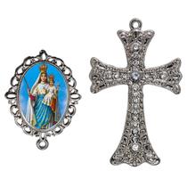 Crucifixo Para Terço de Noiva Relicario Nossa senhora do Livramento Peças para Montar Terços Catolicos Casamento Artesan Crucifixo Para Terço de Noiva Relicario Nossa senhora do Livramento Peças para Montar Terços Catolicos Casamento Artesan