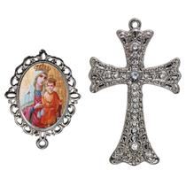 Crucifixo Para Terço de Noiva Relicario Nossa senhora dos Remedios Peças para Montar Terços Catolicos Casamento Artesana