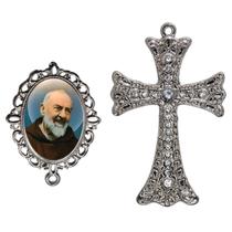 Crucifixo Para Terço de Noiva Relicario Padre Pio Peças para Montar Terços Catolicos Casamento Artesanato Crucifixo Para Terço de Noiva Relicario Padre Pio Peças para Montar Terços Catolicos Casamento Artesanato