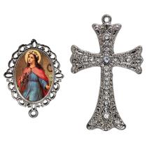 Crucifixo Para Terço de Noiva Relicario Santa Filomena Peças para Montar Terços Catolicos Casamento Artesanato Crucifixo Para Terço de Noiva Relicario Santa Filomena Peças para Montar Terços Catolicos Casamento Artesanato