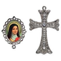 Crucifixo Para Terço de Noiva Relicario Santa Teresinha Peças para Montar Terços Catolicos Casamento Artesanato Crucifixo Para Terço de Noiva Relicario Santa Teresinha Peças para Montar Terços Catolicos Casamento Artesanato