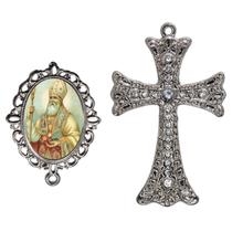Crucifixo Para Terço de Noiva Relicario Santo Agostinho Peças para Montar Terços Catolicos Casamento Artesanato Crucifixo Para Terço de Noiva Relicario Santo Agostinho Peças para Montar Terços Catolicos Casamento Artesanato