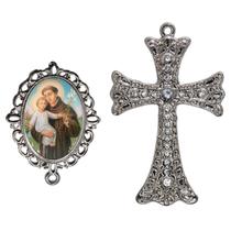 Crucifixo Para Terço de Noiva Relicario Santo Antonio Peças para Montar Terços Catolicos Casamento Artesanato