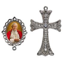 Crucifixo Para Terço de Noiva Relicario São João Paulo ll Peças para Montar Terços Catolicos Casamento Artesanato Crucifixo Para Terço de Noiva Relicario São João Paulo ll Peças para Montar Terços Catolicos Casamento Artesanato
