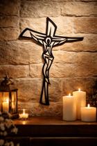 Crucifixo Religioso Decorativo de Parede MDF Preto Crucifixo Religioso Decorativo de Parede MDF Preto