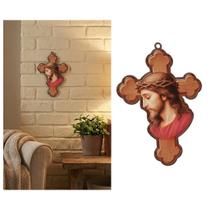 Crucifixo Sagrada Face de Jesus Parede 18 cm
