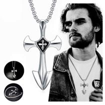 Crucifixo Templário Aço Inox 316l Cirúrgico Cruz Da Fé Cavaleiros Templários + Colar 60cm Crucifixo Templário Aço Inox 316l Cirúrgico Cruz Da Fé Cavaleiros Templários + Colar 60cm