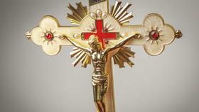 Crucifixos De Metal Raiado 20 cm Dourado - Príncipe da Paz