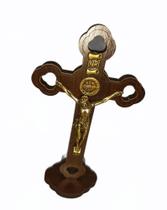 Cruz Crucifixo De Parede Mesa Madeira Jesus São Bento 17 Cm