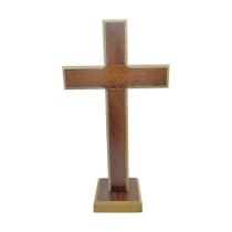 Cruz Crucifixo Madeira Sem Imagem Sem Cristo Evangélico Católico Ecumênico 24cm de Mesa Com Base Para Altar