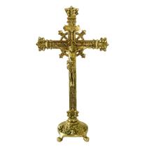 Cruz Crucifixo Mesa Altar Todo Em Bronze Jesus Na Cruz 45cm - Artdaniel