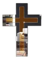 Cruz De Luxo Espelho Acrílico Dourado Com Prata Crucifixo - Artelizando