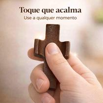 Cruz de Madeira Alivio Ansiedade Oração Anti Stress