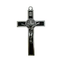 Cruz De Parede De Metal São Bento Em Preto, Branco E Marrom 5x2.7 Polegadas Presente De Páscoa Arte Cruz De Parede De Metal São Bento Em Preto, Branco E Marrom 5x2.7 Polegadas Presente De Páscoa Arte