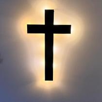 Cruz Decorativa de Parede com Iluminação LED Crucifixo Luminoso Moderno Religioso Quadro vazado Cruz Decorativa de Parede com Iluminação LED Crucifixo Luminoso Moderno Religioso Quadro vazado