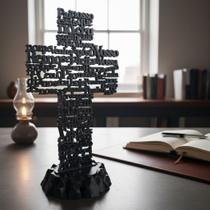 Cruz Pai Nosso de Mesa - Escultura Religiosa Luxo 24cm com Design Exclusivo Cruz Pai Nosso de Mesa - Escultura Religiosa Luxo 24cm com Design Exclusivo