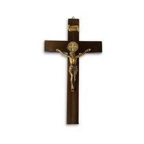 Cruz Para Porta Parede Cruz Crucifixo Madeira São Bento 26,5cm Artesanal Pinus Rústico Envernizado Grande - Divinário