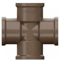 Cruzeta Conexão Soldável PVC Marrom Para Canos E Tubos De Água Fria 1.1/2” Polegadas 50mm Tigre Cruzeta Conexão Soldável PVC Marrom Para Canos E Tubos De Água Fria 1.1/2” Polegadas 50mm Tigre