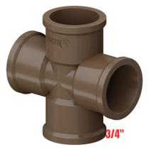 Cruzeta Conexão Soldável PVC Marrom Para Canos E Tubos De Água Fria 3/4” Polegadas 25mm Tigre