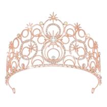 Crystal Crowns JITINX para mulheres, noiva e festa de casamento (ouro rosa)