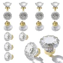 Crystal Knobs, pacote com 16 CEYMIO, 3,6 cm, ouro escovado vintage