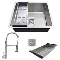 Cuba 44x44cm quadrada inox 304 e torneira gourmet escovada