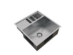 Cuba 50x35cm Com Calha Úmida Integrada Completa Inox 304 Escovado Com Válvula