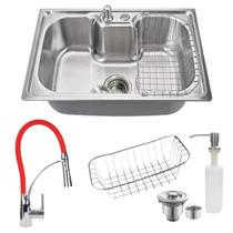 Cuba 50x40 inox 304 com torneira gourmet e kit de acessórios