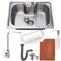 Cuba 50x40 inox304 + tábua de corte e torneira slim escovada Cuba 50x40 inox304 + tábua de corte e torneira slim escovada