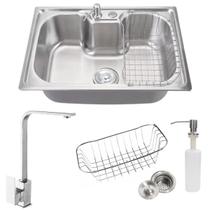 Cuba 50x40cm inox 304 com torneira slim monocomando escovada