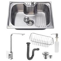 Cuba 50x40cm inox 304 com torneira slim monocomando escovada Cuba 50x40cm inox 304 com torneira slim monocomando escovada