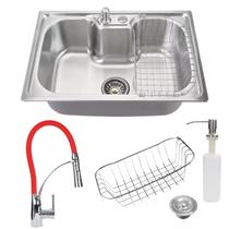 Cuba 60x42 inox 304 com torneira gourmet e kit de acessórios