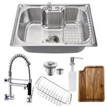 Cuba 60x42cm Inox 304 + Tábua De Corte E Torneira De Parede Cuba 60x42cm Inox 304 + Tábua De Corte E Torneira De Parede