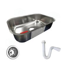 Cuba Acetinada Pia Cozinha Tramontina Aço Inox 430 N1 Funda 46x30x14 com Válvula e Sifão